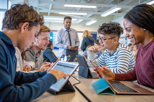 Education — students and teachers using technology in the classroom